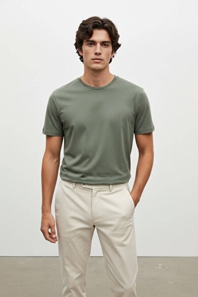 Sarar İnterview Basic Modal 0 Yaka Haki T-Shirt