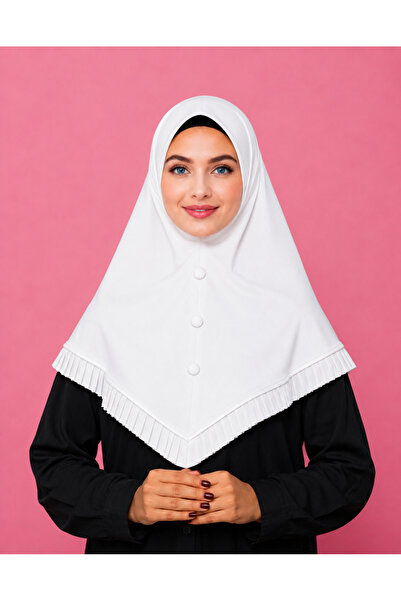 Linda Hijab Ladies Maroon Button Front Hijab with Ruffle Trim – Elegant Modes...