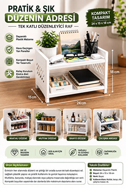 Razmo Single Layer Organizer Shelf Organizer |   Kitchen Bathroom Table and M...