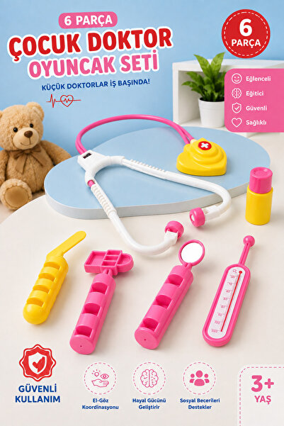 Binbirreyon Meslek Oyun Seti Doktor Set Oyuncak 6 Parça Pembe PC459