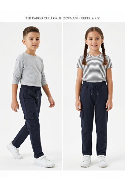 Luniya Boys' and Girls' School Pants Trackpants 1 Piece with Cargo Pockets Co...