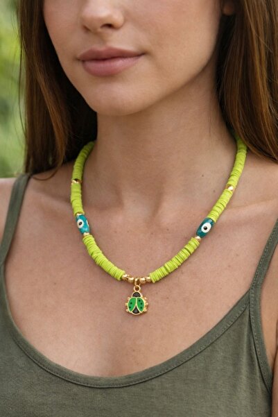 Gönülden Tasarım Beaded Ladybug Women's Necklace
