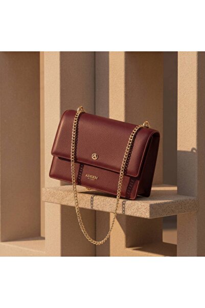 Adeem Chain Shoulder Bag - عنابي