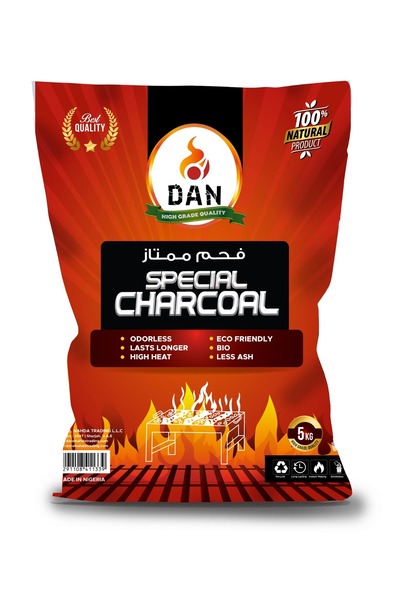 matt DAN Special Charcoal – 100% Natural Eco-Friendly BBQ Charcoal Briquettes for Grilling, Long Lasting, High Heat, Less Ash, 5 KG