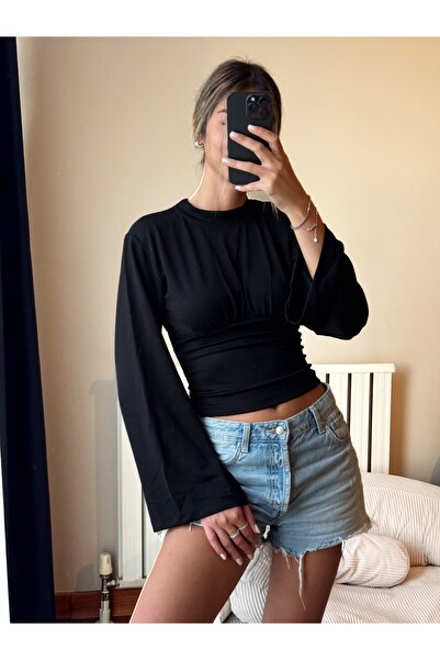 vipelmoda Γυναικεία λευκή μακρυμάνικη πλεκτή μπλούζα σκούμπα με λεπτομέρεια κ...