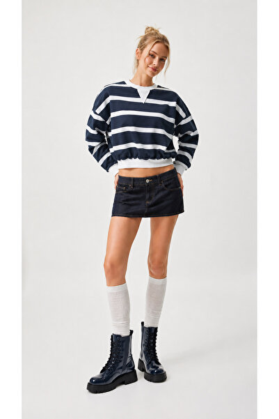 Kallisto Hanorac din bumbac cu guler tip crewneck și dungi