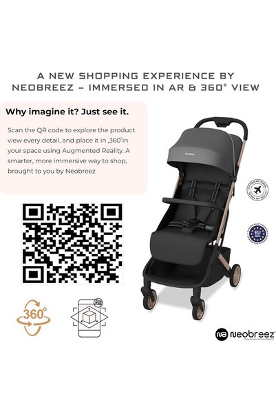 neobreez NEOLITE Ultra-Lightweight Stroller Cabin Size Approved Travel Compact Foldable Kids Toddler Baby Stroller,One-Hand Fold Baby Trolley,Adjustable Seat,UPF 50+Canopy,0-4yrs, 22kg