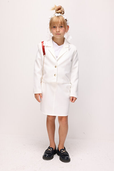 Le Mabelle Ecru Girls' Skirt and Jacket Set - Kaitlyn