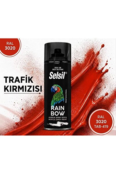 Selsil RAİNBOW AKRİLİK SPREY BOYA TRAFİK KIRMIZI RAL 3020 (400 ML)