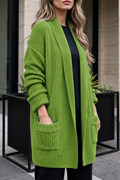 benguen Pocketed Knitwear Cardigan R4596 Green