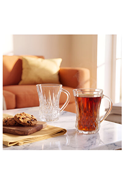 LAV PALACE 6'lı Cam Kupa Bardak Seti 150 cc - Çay, Kahve ve Bitki Çayı Bardağı