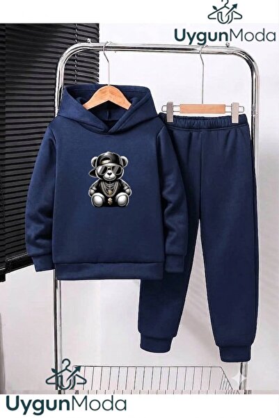 UygunModa SET DE Trening pentru copii, cu imprimeu urs negru, glugă, interior...