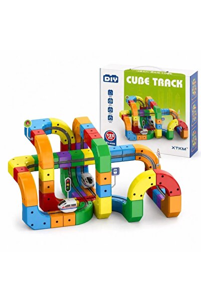sallma Set educativ XTKM cube track cu trenulete electrice si 123 piese pentr...