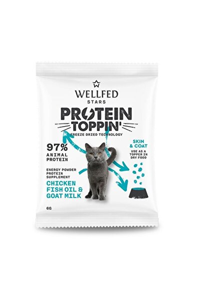 Wellfed Supliment proteic pentru pisici Wellfed, cu pui, ulei de pește și lap...
