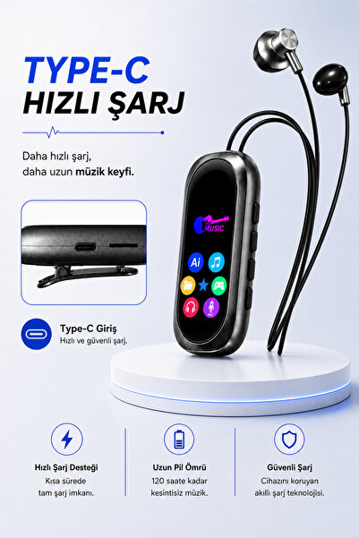 SPRANGE Bluetooth 5.4 TF Kart Destekli Kablosuz Kulaklık 120 Saat Pil Ömrü Hi-Fi Ses Type-C Hızlı Şarj Kulaklık