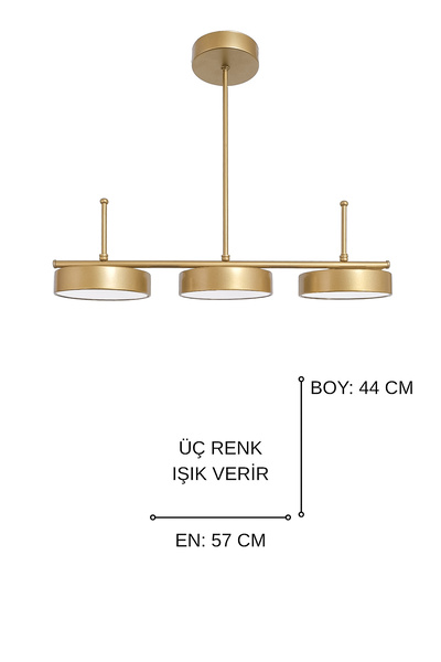 Fer Avize Çello Led Modern Tasarım 3 Renk Işık Seçenekli Enerji Tasarruflu 3'lü Led Avize Mutfak Salon Çocuk Odası Giyinme Odası