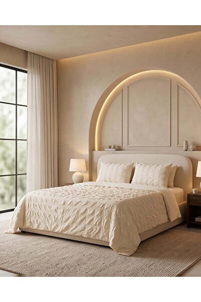 REDTAG طقم غطاء لحاف بنمط مربعات بيج مقاس كينج (3 قطع) 220 سم × 230 سم