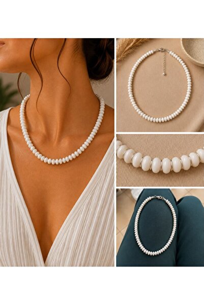 MARE BUTİK Minimal Necklace with White Bead Detail