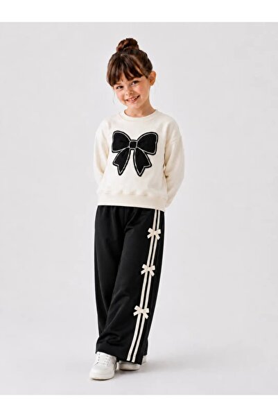 My Hanne Bowknot Embroidered Wide Leg Girls' Set 32455