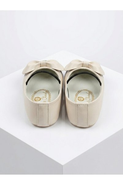 TinyCare Rose Et Chocolat Girls' Ballerina Shoes with Elastic Bow and Light Sole Ballerina White Cream/Black