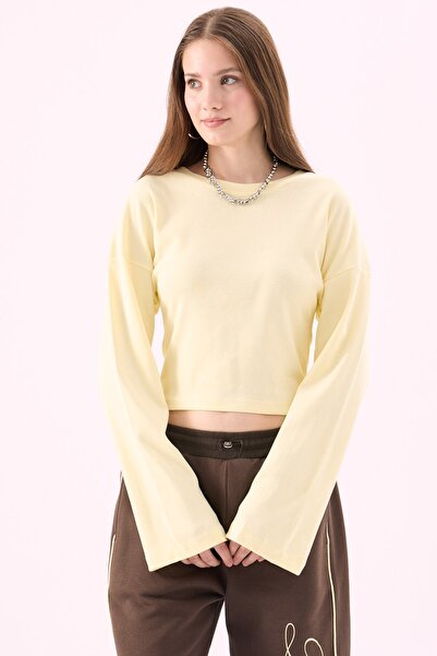 CrepTekstil Crep Women's 100% Cotton Ribbed Crew Neck Drop Shoulder Long Slee...