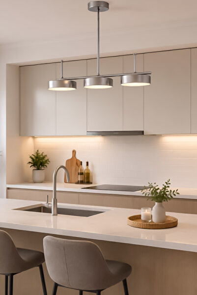 Fer Avize Çello Led Modern Tasarım 3 Renk Işık Seçenekli Enerji Tasarruflu 3'lü Led Avize Mutfak Salon Çocuk Odası Giyinme Odası