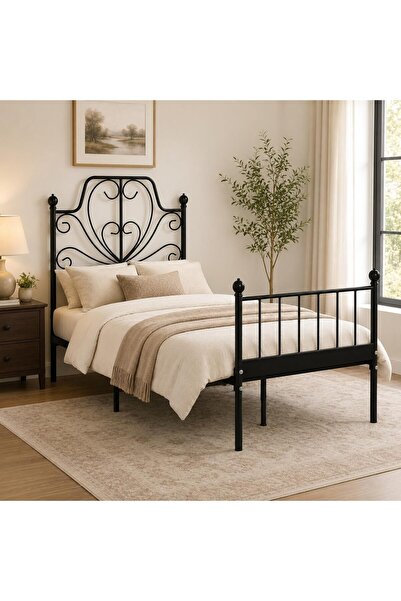 SAHABA Bed Frame with Headboard, Metal Bed Frame with Storage for Adult Teena...