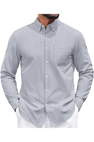 GENERAL Casual Shirt Long Sleeve Button down Shirts for Men Oxford Fabric Dre...