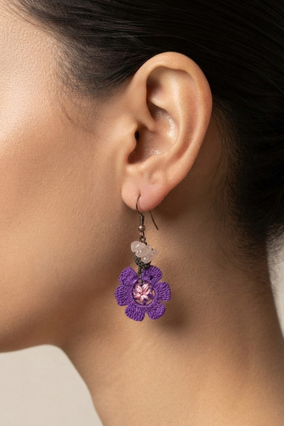 PETEK AKSESUAR Daisy Flower Oya Handmade Ethnic Bohemian Earrings