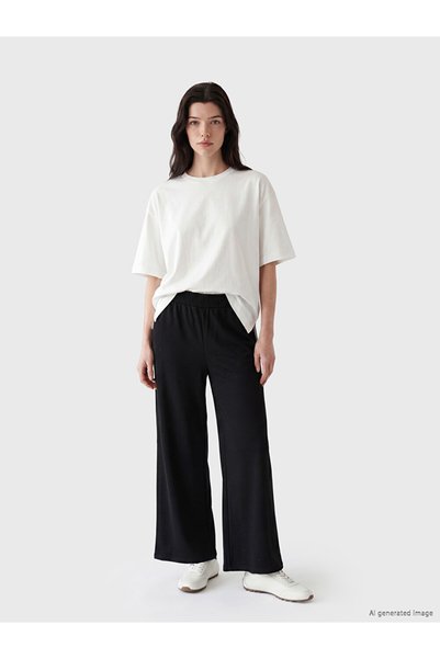LC Waikiki Pantaloni de trening de damă cu imprimeu piatră și croială largă