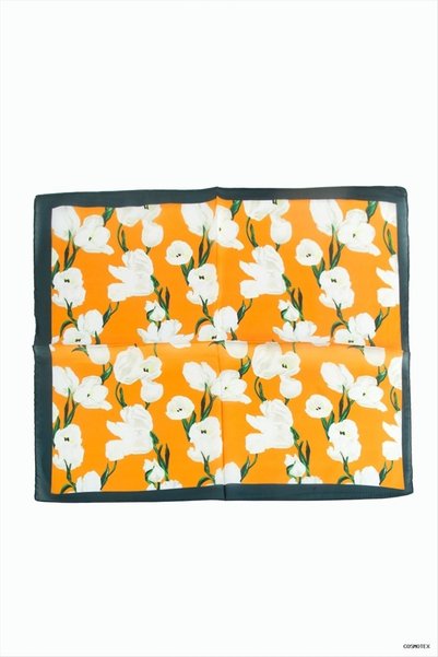 ZERO LAND وشاح شيفون Zr بنقشة زهور من CSMO-TEX مقاس 50x50 (142905) سم برتقالي
