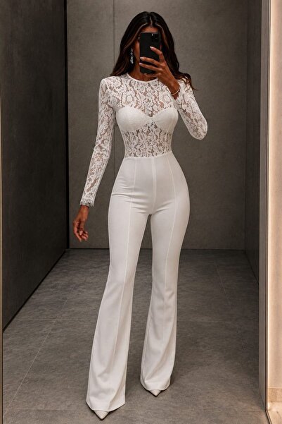 Vavelsa Lace Detailed Spanish Style Stylish Jumpsuit
