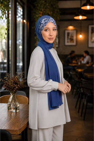 Differenza Crocodile Knot Combed Cotton Shawl - Indigo
