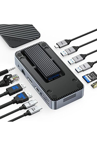 GENERAL Aoro 12-in-1 USB C Hub with M.2 Ssd Enclosure, Tool-Free USB C Chargi...