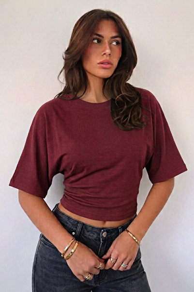 Tarz Cool Γυναικείο βαμβακερό μπλουζάκι με μανίκια νυχτερίδα και εφαρμογή στη...