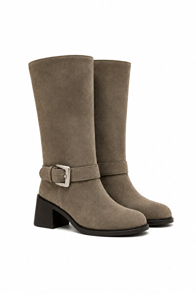 Solo Bag Women's Ankle Buckle Detailed Belted Short Thick Heeled Round Toe Boots