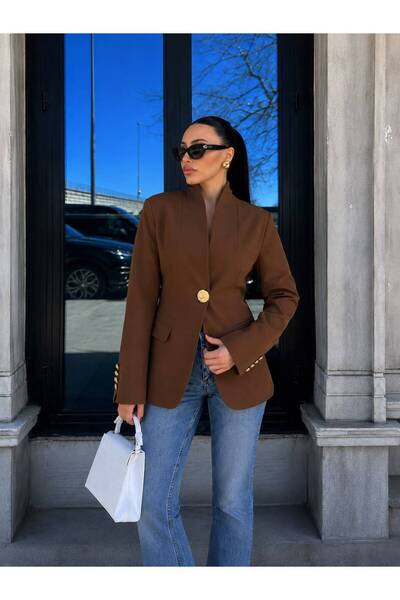 Hotfashion Gold Büyük Düğmeli Blazer Ceket