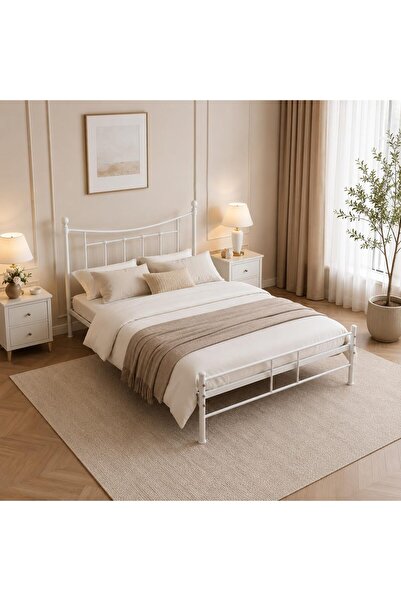 SAHABA Bed Frame, 200L x 140W Metal Bed Frame with Underbed Storage, Noise Fr...