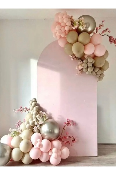 Çemrek Süs Parti Soft Pink Sea Sand Chrome Balloon Chain Set of 100