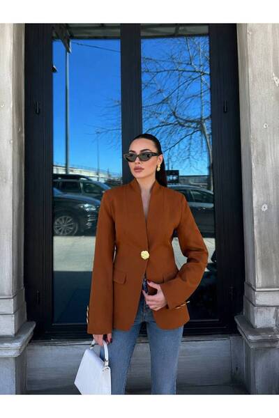Hotfashion Gold Büyük Düğmeli Blazer Ceket