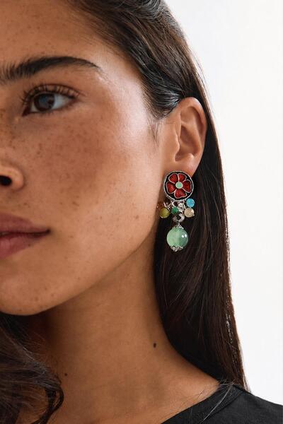New Obsessions Flower and Beaded Dangle Earrings