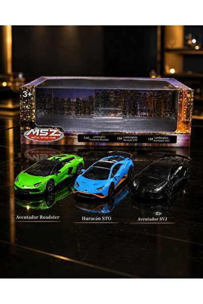 PONİKİDO MSZ 3'lü Lamborghini 1:64 Metal Model Oyuncak Araba Seti Aventador R...