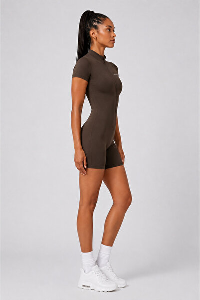 Art of Act Contour Zip Sculpt Romper – Espresso