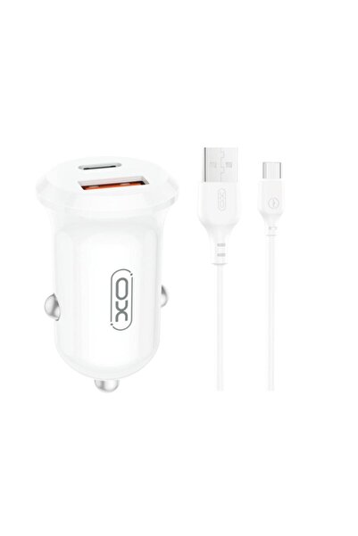 Xo Încărcător auto CC69 30W USB-C/USB-A, cu cablu USB-A la USB-C - alb
