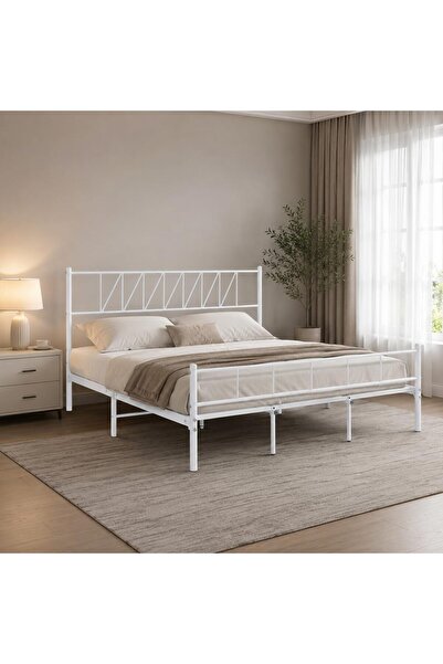 SAHABA Bed Frame, 200 L*180 W Double Metal Bed with Headboard and Footboard, ...