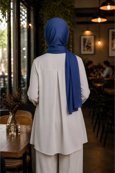 Differenza Crocodile Knot Combed Cotton Shawl - Indigo