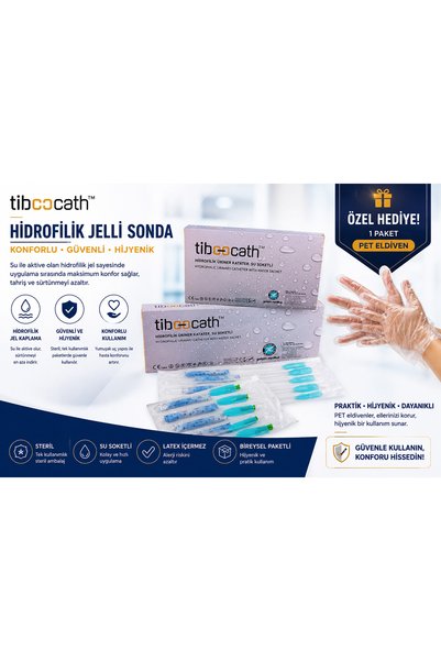 Rotantix TibooCath Kendinden Kayganlaştırıcılı Steril Jelli Sonda CH 14-40 30’lu Paket + pet eldiven
