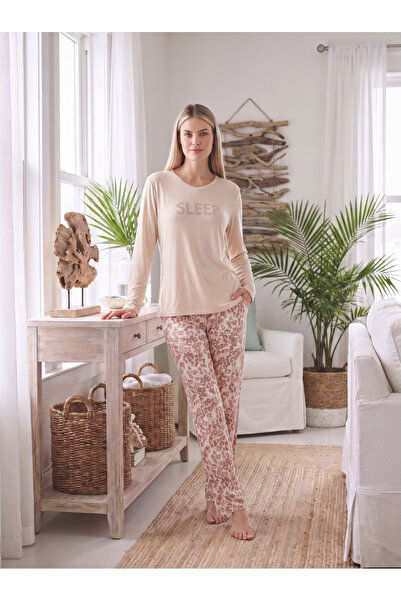 Olivera Patterned Viscose Fabric Women's Pajama Set