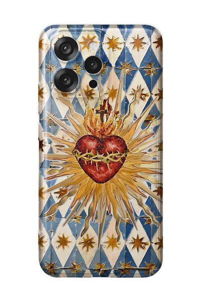 FLAMENKO Oppo Reno 15 / 15F Compatible Vintage Sun and Heart Pattern Transpar...
