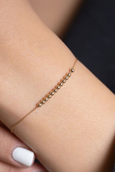 Bayar Gold 14 Ayar Altın Toptop Zincir Bileklik + 2 cm Uzatmalı